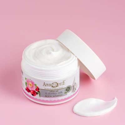 "The Texture of the Olive Oil & Donkey Milk Body Souffle with WILD ROSE"